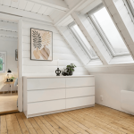 bright bedroom with skylights